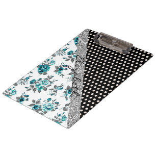 Kühl, süß, trendy, vintage Rosen, florale Punkte Klemmbrett