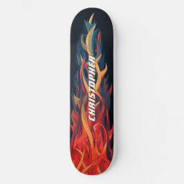 Kühle abstrakte Feuerflamme Orange Blau Skateboard