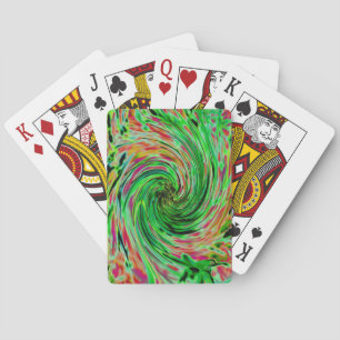Kühle abstrakte Limettengrün und schwarze Floralwi Spielkarten