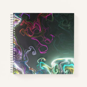 Kühle abstrakte Neon-Flüssigkeitskunst Schwarz Notizbuch