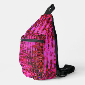 Kühle abstrakte rosa und schwarze atomare Retro-Zi Crossbody Bag