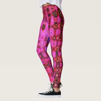 Kühle abstrakte rosa und schwarze atomare Retro-Zi Leggings