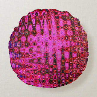 Kühle abstrakte rosa und schwarze atomare Retro-Zi Rundes Kissen