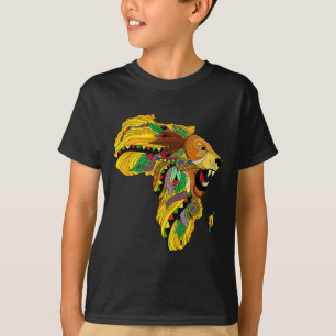 Kühle Afrika-Karte Löwe Tril Afrikanischer König S T-Shirt