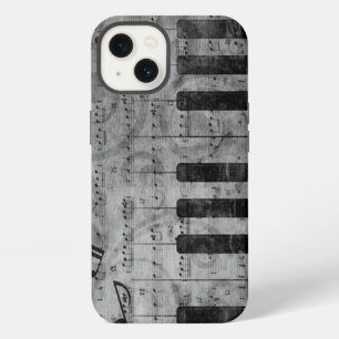 Kühle antike Grunge-Effekt-Klaviermusiknoten iPhone Hülle