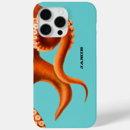 Kühle Aqua und Orangen-Oktopus iPhone 15 Pro Max Hülle