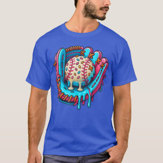 Kühle Baseball-Kunst Schmelzende Sportillustration T-Shirt