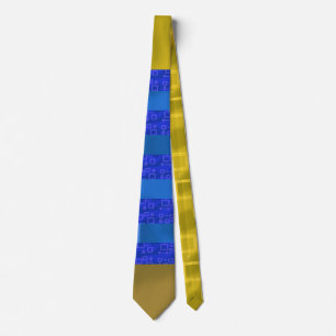 Kühle Blau Gold Geometrische Streifen Krawatte