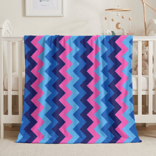 Kühle Blau Rosa Chevron-Mittel-Fliesblanke Fleecedecke