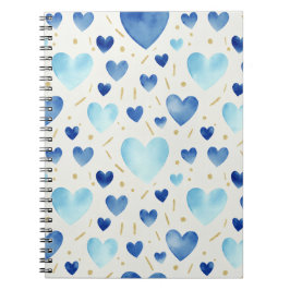 Kühle Blaue Aquarell-Herzen Notizblock