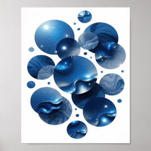 Kühle blaue BLUE STARS Druck Poster