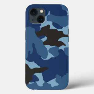 Kühle blaue Camo-Militär-Tarnmuster-Hintergrund iPhone Hülle
