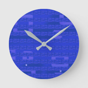 Kühle Blaue Geometrische Schaltung Runde Wanduhr