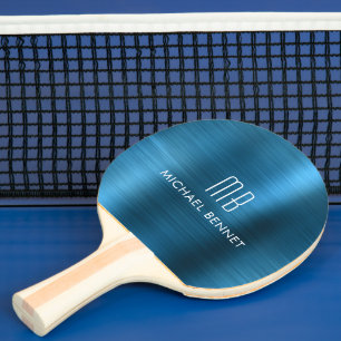 Kühle blaue Metallic-Monogramm-Name Tischtennis Schläger