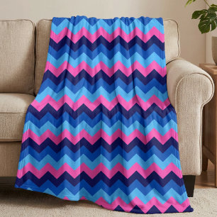 Kühle blaue rosa Chevron große Fleece-Decke Fleecedecke