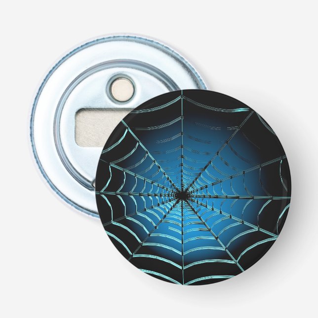 Kühle Blaue Spinnennetz Flaschenöffner (Vorderseite)