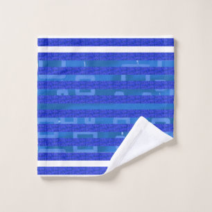 Kühle blaue weiße geometrische Streifen Badhandtuch Set