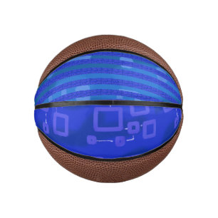 Kühle blaue weiße geometrische Streifen Mini Basketball