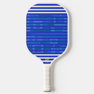 Kühle blaue weiße geometrische Streifen Pickleball Schläger