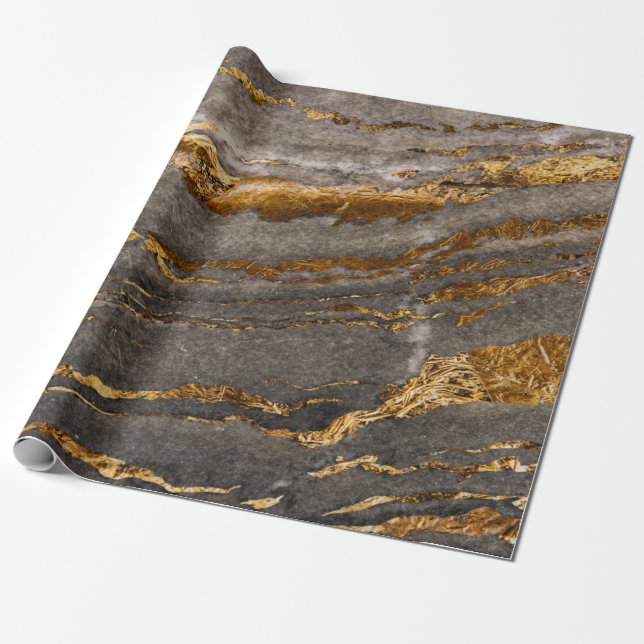 Kühle braune Goldmarmorstruktur Geschenkpapier (Ungerollt)