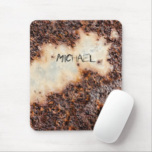 Kühle braune rostige Metallstruktur Ihr Name Mousepad