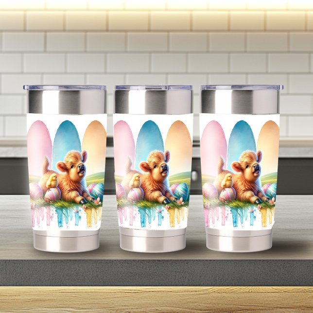 Kühle Brushhub Ostern Hochland Kuh 20oz Thermobecher (Von Creator hochgeladen)