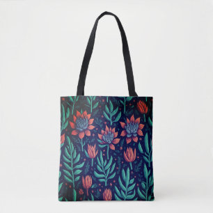 Kühle bunte grüne Sukkulenten rotes Blumenmuster Tasche
