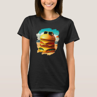 Kühle Burger, die am Strand chillen  Fast Food Foo T-Shirt