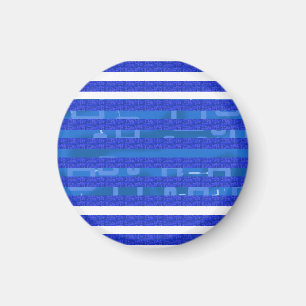 Kühle Chic Blaue Geometrische Streifen Magnet