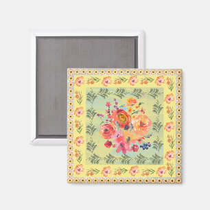 Kühle dekorative künstlerische Aquarell-Blumen im Magnet