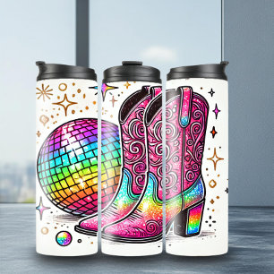 Kühle Disco Ball Cowboy Boots Thermal Tumbler Thermosbecher