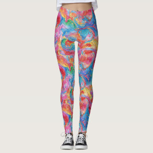 Kühle einzigartige rote blaue farbenfrohe Regenbog Leggings