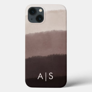 Kühle elegante monogrammierte Initialen Walnussbra Case-Mate iPhone Hülle