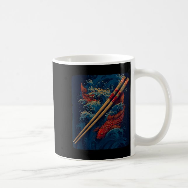 Kühle Essstäbchen mit Koi-Karpfen-Kostüm Design Kaffeetasse (Rechts)
