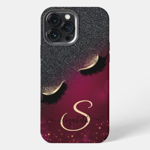 Kühle falsche Wimpern schwarzes Glitter Rot iPhone 13 Pro Max Hülle