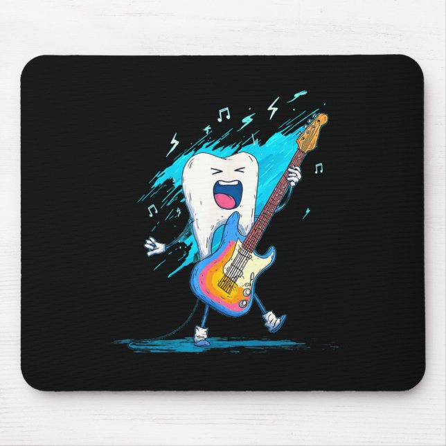 Kühle Farben und rockender Zahn mit E-Gitarre Mousepad (Vorne)
