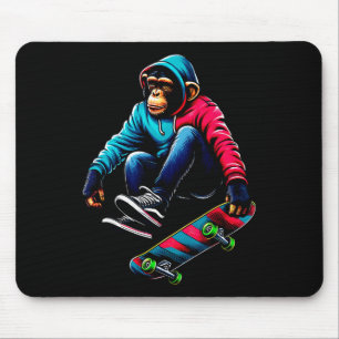 Kühle funky Schimpanse Skateboarding-Illustration  Mousepad