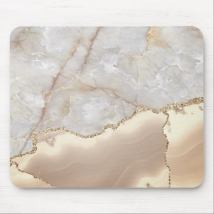 Kühle geometrische Goldcreme-Marmorierung Mousepad