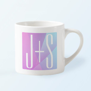 Kühle geometrische rosa und violette Farben Paar Espressotasse