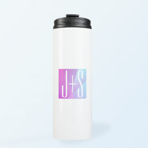 Kühle geometrische rosa und violette Farben   Paar Thermosbecher