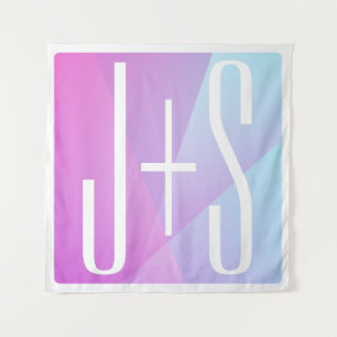Kühle geometrische rosa & violette Paarkürzel Wandteppich