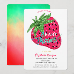 Kühle Glitter-Erdbeeren-Baby-Shower-Einladung Einladung