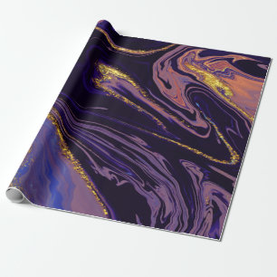 Kühle Gold-Violett-Marmorstruktur Geschenkpapier