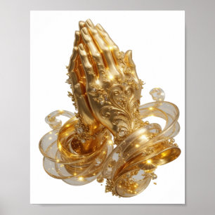 Kühle goldene BETENDE HÄNDE Poster