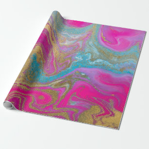 Kühle goldene bunte Marmortextur Geschenkpapier