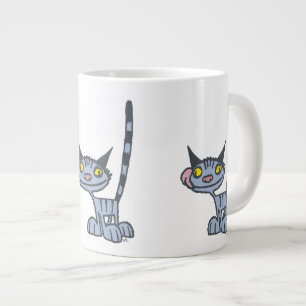 Kühle graue Cartoon-Katze Jumbo-Tasse