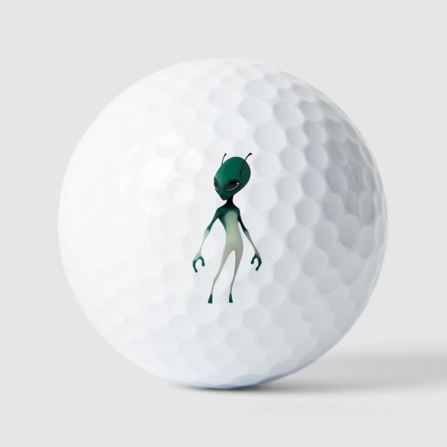 Kühle grüne Alien-Illustration - Moderner Sci-Fi-C Golfball (Vorderseite)