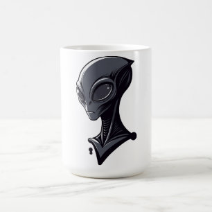 Kühle grüne Alien-Illustration - Moderner Sci-Fi-C Kaffeetasse