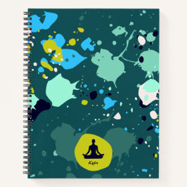 Kühle grüne Farbklecks-Namen-Yoga-Übungsnotizbuch Notizbuch