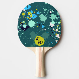 Kühle grüne Farbspritzer Initiale Tischtennis Schläger